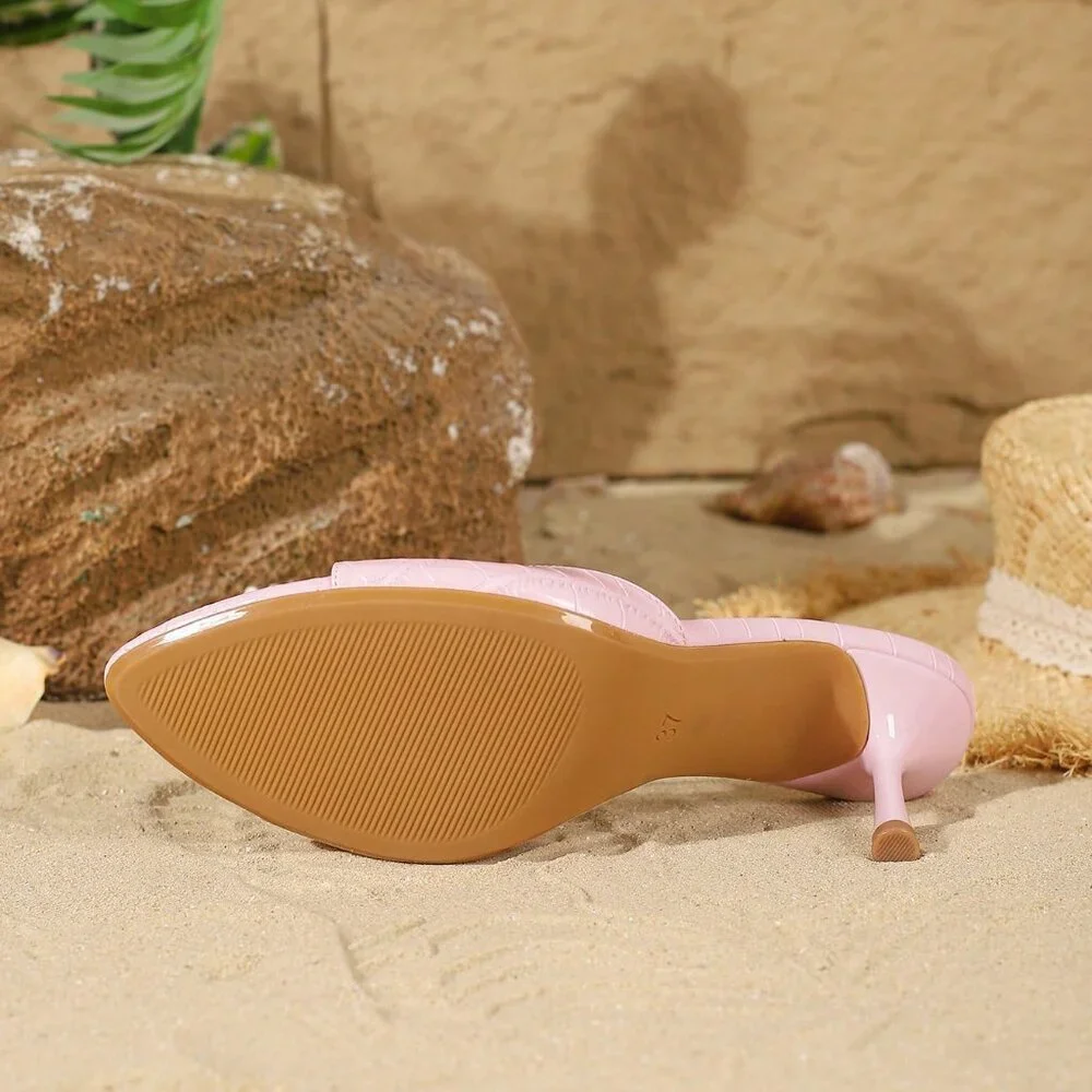 Pink Elegant Women's Open Toe High Heel Sandals - Picture 7 of 7